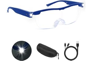 NZQXJXZ Lupenbrille mit Licht, 200% Leselupe mit Licht für Senioren, USB wiederaufladbare LED beleuchtete Lupe, Anti-Blaulicht, Hände frei Kopf Lupe Brillen für Enge Arbeit, Hobbys, Lesen, Handwerk