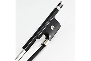 VINGOBOW Impresionante 3/4 tamaño arco para contrabajo de fibra de carbono. Alta densidad rana de madera de ébano y Gorgeous Natural Pelo De Caballo De Mongolia, nunca te lo pierdas