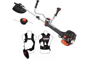 Decespugliatore a scoppio professionale con 52 cc, Sistema antivibrazione, con tracolla, lama 3 denti, bobina e multifunzione FUXTEC PS152 tagliabordi trimmer motore 2 tempi con 3 CV di potenza