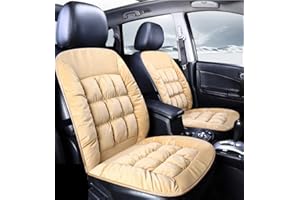 GLITZFAS 1pcs Auto Sitzauflage aus Plüsch,Bequem und atmungsaktiv Universal Auto Vordersitz (Beige)