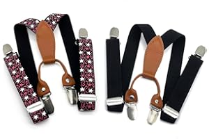 Anshili 2stk Kinder Hosenträger 4 Clips Y-Form - 2.5 cm Breit