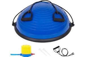 JINPALAY Entrenador de Equilibrio Fitness Ø 58cm, Pelota de Equilibrio Bossu Semiesfera con Inflador y Gomas, Soporta hasta 120kg, Ideal para Gimnasio y Ejercicios de Yoga y Pilates.