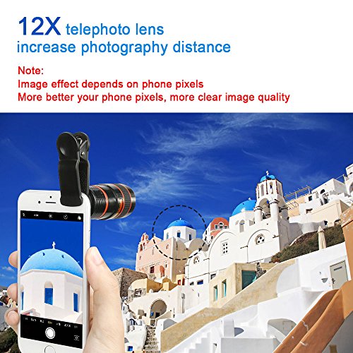 aceyoon Lenti iPhone 7 Zoom Clip On Universale Teleobiettivo Smartphone 12X Zoom Ottico Obiettivi Cellulare Lente Messa a Fuoco per iPhone x 8 7 7 Plus 6 6s Huawei P10 P9 Lite HTC Sony Phone fotocamera