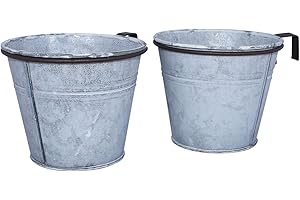 ‎ARTECSIS ARTECSIS Pflanztopf 2er Set mit Ringhalter, verzinkter Hängetopf, Blumentopf für Balkon Garten Geländer Palette 12cm Ø für Innen- und Außenbereich, Grau