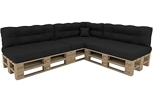 POKAR Palettenkissen Palettenauflagen Palettenmöbel Palettensofa 8er Set: Sitzkissen 120x80 + Rückenlehne 120x40, Anthrazit