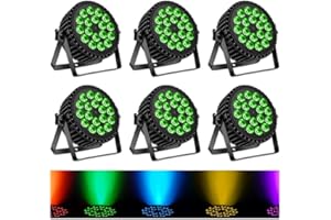 DELIBANG LED Par Scheinwerfer 200W 18 LED Bühnenlicht Strahler Discolicht Partylicht,8CH Par LED RGBW DMX Strobe Sound Aktiv Modus Beleuchtung DJ Lichteffekt für Show Bar KTV Party Halloween 6pc