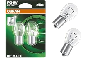 JURMANN 2x Osram P21W 12V BA15s 7506ULT-02B Extra Lifetime Weiß Tagfahrlicht Rücklicht Bremslicht Hecklicht Ersatz Halogen Auto Lampe E-geprüft