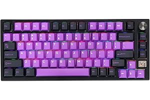EPOMAKER TH80 SE Gasket 75% Mechanical Keyboard, NKRO Hot Swap RGB Triple Mode Gaming Keyboard with Poron/EVA Foam, Programmable, Knob Control for E-sport/WIN/Mac (Black Purple,Wisteria Linear Switch)