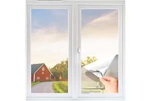 SUPBIKY Fensterfolie von innen Durchsichtig von aussen Blickdicht,Sonnenschutzfolie Fenster innen UV-Schutz Reflektierende,Spiegelfolie Selbstklebend für Büros und Wohnungen (Silber, 60 x 400cm)