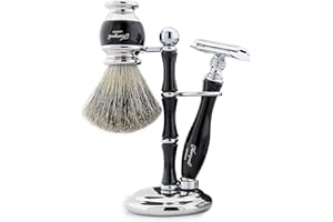 ‎HARYALI LONDON Haryali London Zestaw do golenia z podwójną krawędzią, golarka, borsuk, szczotka do golenia, mydło, miska do golenia, stojak do golenia, wszystko dostarczane w designerskim pudełku