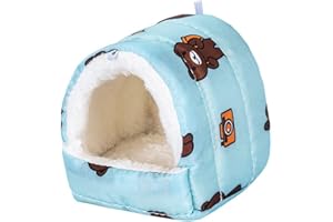 Koomiao Lit Suspendu Hamac Hamster Peluche de Coton Cage Suspendue Chaude d'hiver pour Hamsters, Chinchillas,Cobayes, Lapins (M-15x15cm, Bleu)