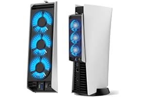 JUSPRO Kylfläkt för PS5-tillbehör, uppgraderad tyst kylfläkt med LED-ljus för PlayStation 5-konsol/PlayStation 5 Digital Edit