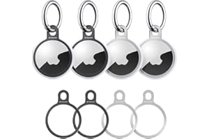 [4Pack] Stouchi AirTag Portachiavi in acciaio inox Air Tag Case Holder Cover con 4 portachiavi facile da configurare, design sottile per AirTags Key Finder Air Tags Accessori