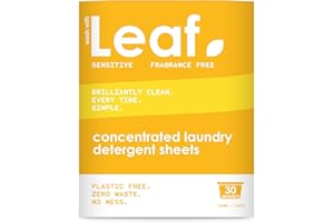 Leaf Laundry Sheets Washing Sheets - Sensitive, Non-Bio, Unscented Concentrated Wash - Planet Friendly Alternative to Capsules and Liquid Detergents - Plastic Free, Zero Waste - 30 Washes