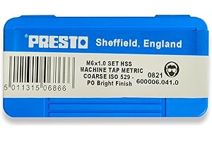Presto M6 x 1.0 HSS Metric Hand Tap Set (Pack of 3) 600006.041.0 from RDGTools