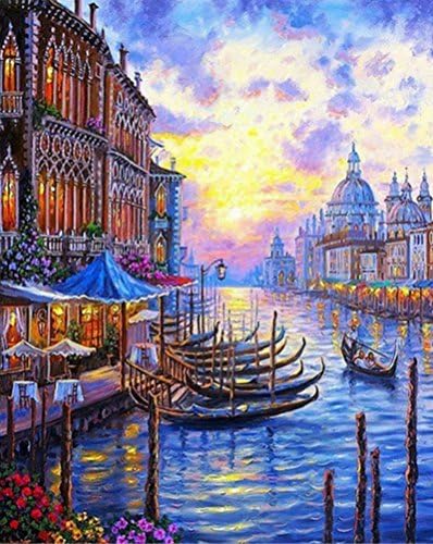 Frameless Venice Scenery Diy Digital Oil Painting Paint by Number Kits