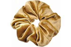 Mytoptrendz® Soft Premium Plain Velvet Scrunchie Classic Hair Ties Hair Updo Ponytail Bands for Girls Ladies Hair Accessories - Gold brown