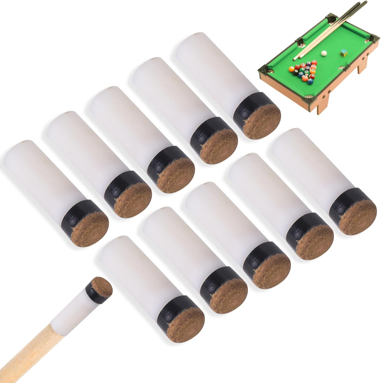 Agatige 10Pcs Puntas De Taco De Billar, 10MM/11MM/12MM/13MM Snooker Pool Cue Consejos Billar Pool Taco Palo De Rosca En Las Puntas De Repuesto para Palos De Billar