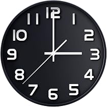 Horloge Murale Silencieuse Moderne - Cadre Acrylique, Chiffres Noirs - 30,5 Cm De Large - Pour Salon, Chambre, Bureau