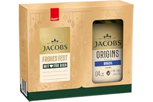 ‎JACOBS Jacobs Kaffeebohnen Origins Brazil & Crema Geschenkeset, lieblich-nussiger Geschmack aus Brasilien & fein nussige Crema Aroma-Bohnen, Intensität 4/10 & Intensität 5/10, Kaffee ganze Bohnen, 2 x 200g
