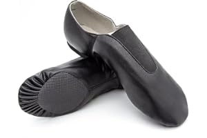 Asyusyu Jazz Shoes Unisex PU Leather Dance Shoes Upper Elastic Slip Modern Dance Shoes