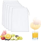 Quelcc 6 Pieces Nut Milk Bags, 20 x 30 cm Reusable Strainer Bag, Nylon Vegetable Milk Filter, Food Filter, for Cheese, Fruit