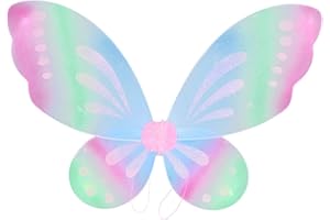 dPois Alas Brillantes de Mariposa para Niñas Halloween Disfraz Alas Blancas de Hada Alas de Ángel Accesorio de Disfraz Cosplay Carnaval Niña