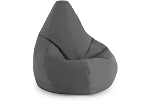 Diverpuff Puff Pera Gigante con Reposapies - Puf con Relleno Incluido XXL Interior - Ideal para Adultos y Niños (XXL, Gris Exterior)