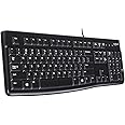 Logitech K120 Tastiera con Cavo per Windows, USB Plug-and-Play, Dimensioni Standard, Resistente agli Schizzi, Barra Spaziatri