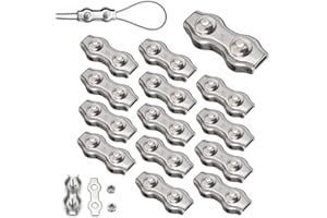 AISHOW 14 Stück Duplex Klemme M4 Seilklemme Drahtseil Clamp 304 Edelstahl Drahtseilklemmen Duplex Clips für 4mm Stahlseil Seil Takelage