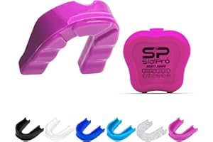 SialPro Mouth Guards for Boxing Men Adult Youth Junior Mouldable Mouthpiece Slim Fit Boil and Bite Gum Shield with Case MMA Hockey Rughby Basketball Judo Karate Martial Arts (Pink, Junior)