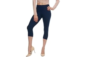 ZAFS Womens Three Quarter Length Leggings Ladies Jersey Gym High Waisted Cropped Pants