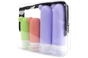 0XBIT Bottiglie da Viaggio, 4 Pezzi Contenitori da Viaggio per Liquidi, 90 ml und 60 ml Kit Liquidi Aereo, Kit Viaggio Liquidi, con Bolsa de Almacenamiento, Risparmiare Spazio, per Viaggio