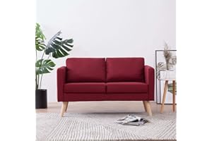 Gecheer Divano a 2 Posti in Tessuto, Divano Letto 2 Posti, Divano per Soggiorno/Ufficio Moderno, Sofà Divanetto Letto Poltrona Arredo per Salotto Rosso Vino