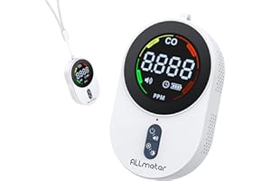 ALLMETER Portable CO Detector with LCD Screen, Rechargeable Carbon Monoxide Monitor for Home, RV & Camping – Real-Time CO Detection, Adjustable Brightness & Sound Alerts, 0-1000 ppm, Compact & Travel