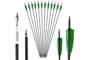 SHARROW 30" Freccia in Carbonio Spine 500 Frecce da Caccia per Arco Frecce Carbonio Frecce Tiro con Arco con 4" Piume Naturali Frecce per Arco Ricurvo Arco Compound Caccia