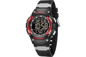 Timever Montre Enfant Garcon Digitale Sport avec Bracelet en Silicone,Étanche 5 ATM,Alarme,Chronomètre,Date,Eclairage,Compte à rebours,Dual Time