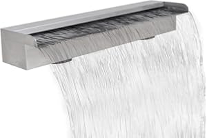 Festnight Lame d'eau rectangulaire en Acier Inoxydable 60 cm avec 2 connecteurs situés sur la Base