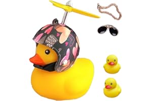 ACEDOAMARE Duck Bike Bell, Cute Rubber Yellow Duck Bicycle Accessories with LED Light Propeller Helmet Squeeze Horns for Cycling Motorcycle Car Handlebar Bicycle