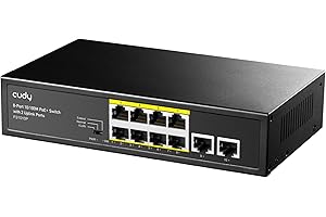 Cudy FS1010P Switch Ethernet 8+2 Porte Poe+ 120W, 8 Porte 10/100Mbps Poe+, Switch Unmanaged, CCTV/VLAN, No Alimentazione Aggiuntiva, 802.3af/at, Versione Rack in Metallo