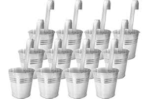 Kamelio 12er Set Blumentopf zum aufhängen draußen Balkon Hängetöpfe Zink Pflanzentöpfe zum hängen Blumentöpfe Balkongeländer Hänge Töpfe Metall Blumenhängetöpfe