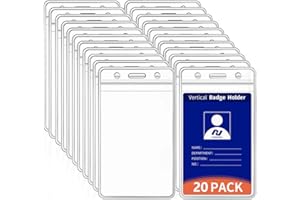 VOVIGGOL 20 sztuk w pionie wyjątkowo gruby uchwyt na identyfikatory, przezroczysty plastikowy uchwyt na dowód osobisty z wodoodpornym i zamykanym zamkiem błyskawicznym, dla pielęgniarek, biura