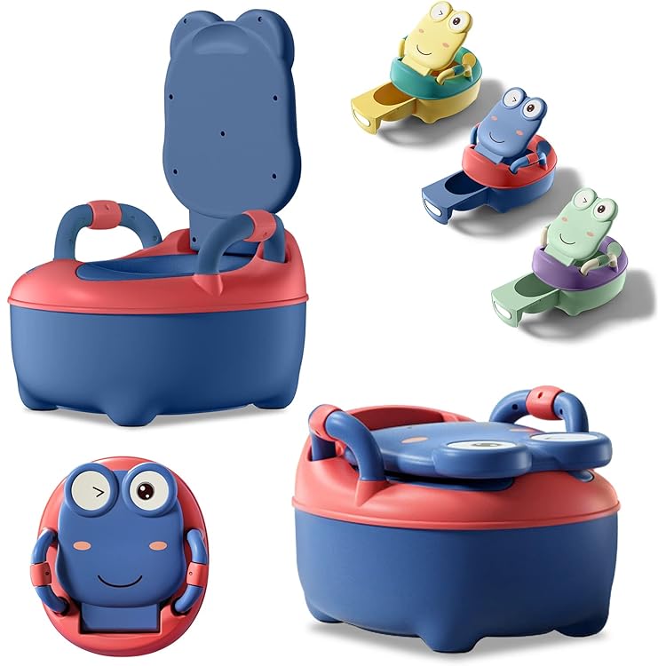 Orzbow Verstelbare Kindertoiletbril met Trap, Stabiel Kindertoilet Trainingszitje met Opstapje, Verlengde Pedaal & Spatbescherming en Waterdicht PVC Kussen, Anti-slip & Lichtgewicht, Roze
