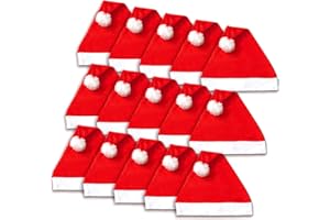 Bonnet Noel, Bonnets de Père Noël en Feutre. Bonnets Chapeau Rouge et Blanc Deguisement pour la Fête de Noel