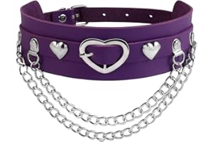 JJDreams Goth Punk Heart Choker Necklace PU Leather Collar Vintage Rock Chain Necklace Jewelry for Women Girls
