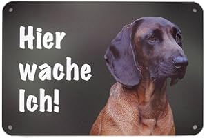 WILDE HILDE ORIGINAL Bayerischer Gebirgsschweißhund - Hier wache ich! Premium-Schild für den Gartenzaun & Grundstück, Warnschild, Sicherheit, Deko & Geschenk, UV- und wetterfest, Alu-Verbund, 24 x16 cm - Made in Germany