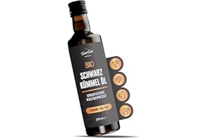 ‎TIMBER TASTE Schwarzkümmelöl Bio kaltgepresst 250ml – ungefiltert, hoher Thymochinongehalt (4600 mg/1000 g), ohne Zusatzstoffe – Entspricht 500 Schwarzkümmelöl kapseln kaltgepresst