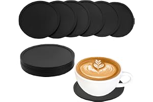 12 stycken, 10 cm, runda silikonunderlägg, runda svarta under glas