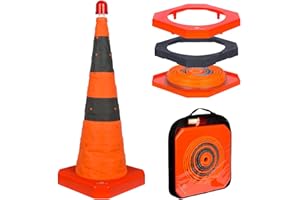 GUARDLEAD Cônes de sécurité avec Base lestée de 70cm signalisation Pliables - Cônes d'avertissement d'urgence - pour stationnement de Route et Construction (1, 70cm)