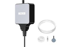 NICREW Nano Silent Mini Bomba Aire Acuario 1,5 W Ultra-Silencioso＜33 dB, Oxigenador Acuario con Flujo de 3,3 ml/Min, Bomba de